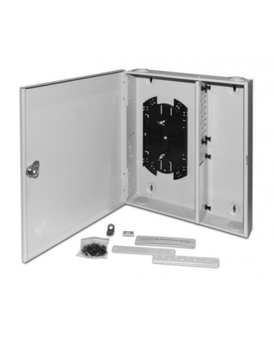 Бокс оптический универсальный настенный, от 8 до 32 портов (SC, duplex LC, ST, FC) Hyperline FO-WBX-4xSLT-W140H42-32UN-GY в Рубцовске Кросс оптический Pintop.ru