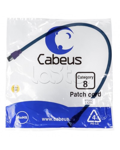 Патч-корд S/FTP Cabeus PC-SSTP-RJ45-Cat.8-0.5m-LSZH в Рубцовске Патчкорды (медные) Pintop.ru