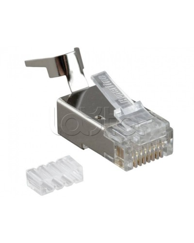 Разъем RJ-45(8P8C) под витую пару, категория 6A, экранированный, со вставкой Hyperline PLUG-8P8C-UV-C6A-SH-50 в Рубцовске Коннекторы и разъемы Pintop.ru