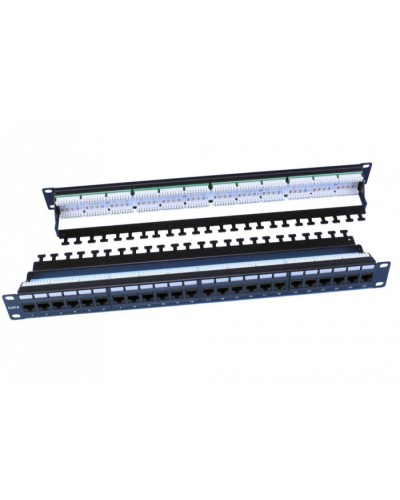 Патч-панель 19, 1U, 24 порта RJ-45, категория 6, Dual IDC, цвет черный Hyperline PP3-19-24-8P8C-C6-110D в Рубцовске Патч панель Pintop.ru