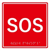 Табличка тактильная с пиктограммой "SOS" (150x150мм) (красный фон) Hostcall MP-010R1