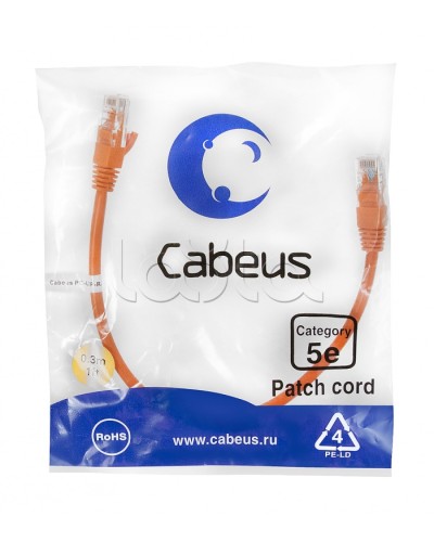 Патч-корд медный U/UTP кат.5е (0,3м) LSZH (оранжевый) Cabeus (PC-UTP-RJ45-Cat.5e-0.3m-OR-LSZH) в Рубцовске Патчкорды (медные) Pintop.ru