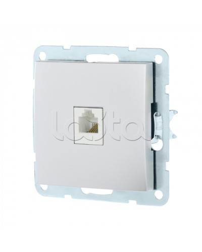 Розетка телефонная RJ-12 с накладкой (серебристый металлик) LK60 Экопласт (865503-1) в Рубцовске Розетки компьютерные и телефонные Pintop.ru