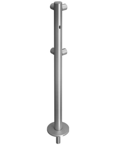 Стойка ограждения съемная L-образная с отверстием под фиксатор, 2 муфты слева Oxgard ВЗР 1996Р.21-06 в Рубцовске Ограждения Pintop.ru