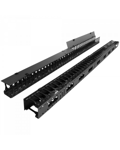 Вертикальные органайзеры с пласт пальцами, глубина 112 мм, 42U, черные TWT (TWT-CBB-DVO-42U/S) в Рубцовске Кабельные органайзеры Pintop.ru