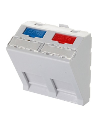 Адаптер 45 × 45 мм для 2 модулей Keystone, наклонный, белый Eurolan (16B-45-04WT) в Рубцовске Модули Keystone Pintop.ru