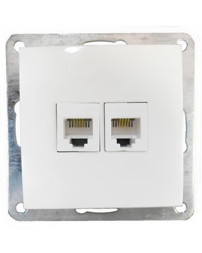 Розетка телефонная двойная 2хRJ-11 с накладкой (белый) LK60 (865604) в Рубцовске Розетки компьютерные и телефонные Pintop.ru