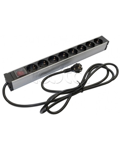 Блок розеток для 19 шкафов, горизонтальный Hyperline (SHZ19-8SH-S-2.5EU) в Рубцовске Блоки розеток Pintop.ru