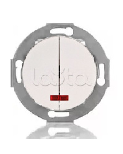 Выключатель двухклавишный Экопласт (схема 5L) с индикатором 10 A, 250 B (белый) Vintage в Рубцовске Розетки компьютерные и телефонные Pintop.ru