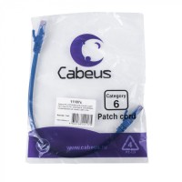 Патч-корд U/UTP, кат. 6, 2xRJ45/8p8c, неэкран, синий, LSZH, 0.3м Cabeus (PC-UTP-RJ45-Cat.6-0.3m-BL-LSZH)