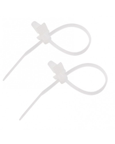 Хомут-стяжка нейлоновый, с крепежным пистоном 2.5х100 мм белый (100шт/уп) REXANT 07-0107 в Рубцовске Стяжки-хомуты Pintop.ru