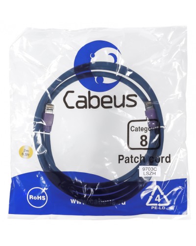 Патч-корд S/FTP Cabeus PC-SSTP-RJ45-Cat.8-2m-LSZH в Рубцовске Патчкорды (медные) Pintop.ru