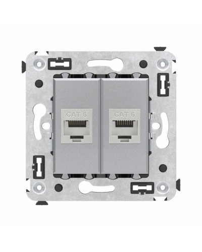 Компьютерная розетка RJ-45 в стену, кат.6 двойная экранированная, Avanti, Закаленная сталь DKC (4404794) в Рубцовске Розетки компьютерные и телефонные Pintop.ru
