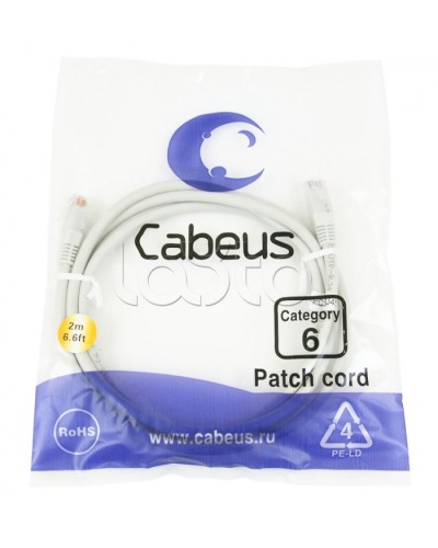 Шнур коммутационный 2xRJ-45/8P8C U/UTP кат.6 (1.5 м) Cabeus PC-UTP-RJ45-Cat.6-1.5m в Рубцовске Патчкорды (медные) Pintop.ru
