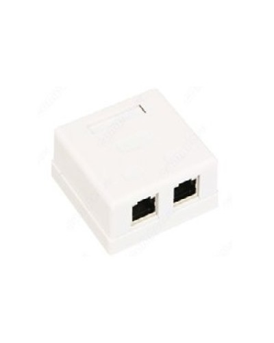 Розетка компьютерная RJ-45 (8P8C), категория 5e, двойная, внешняя (настенная), Dual IDC, белая в Рубцовске Розетки компьютерные и телефонные Pintop.ru