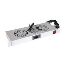 Модуль вентиляторный с термостатом 19" 1U с 2-мя вентиляторами REXANT 04-2604