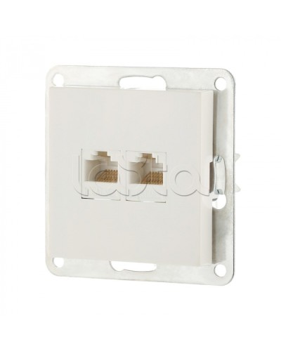 Розетка компьютерная двойная 2хRJ-45 кат.5е с накладкой (белый) LK80 Экопласт (846204-1) в Рубцовске Розетки компьютерные и телефонные Pintop.ru