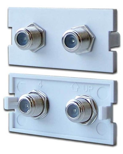 Вставка модульная с 2хF адаптерами в розетку LAN-MB, белая LANMASTER LAN-MBP-2TV/F-WH в Рубцовске Коннекторы Pintop.ru