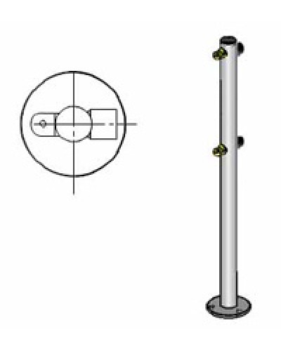 Стойка ограждения с 2-мя полупетлями под поворотную створку или секциюi-образная, 2 муфты Oxgard Стойка ограждения с 2-мя полупетлями i-образная (ВЗР 1996.01-01) в Рубцовске Ограждения Pintop.ru