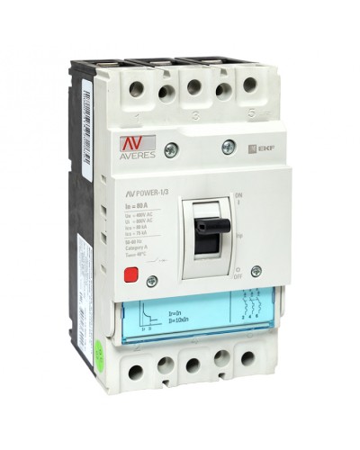 Автоматический выключатель AV POWER-1/3 80А 80kA TR EKF AVERES (mccb-13-80H-TR-av) в Рубцовске Электротехническое оборудование Pintop.ru