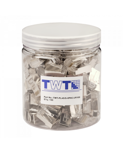 Коннектор RJ45 STP 8P8C, универсальный, cat.5e, 100 шт. в банке TWT-PL45/S-8P8C/JR100 в Рубцовске Коннекторы и разъемы Pintop.ru