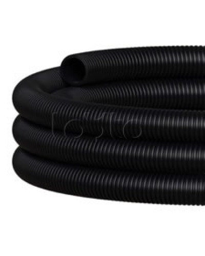 NR040 Двустен. труба ПНД гибкая откр. прокладки, SN29, с зондом, D40мм (50м) чёрный Экопласт (801040HFR-UF-BL) в Рубцовске Труба гофрированная Pintop.ru