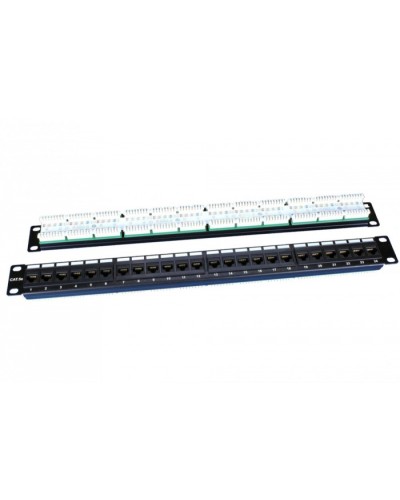 Патч-панель 19, 1U, 24 порта RJ-45, категория 5e, Dual IDC, ROHS, цвет черный Hyperline PP3-19-24-8P8C-C5E-110D в Рубцовске Патч панель Pintop.ru