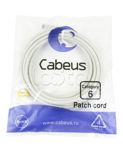 Шнур коммутационный 2xRJ-45/8P8C U/UTP кат.6 (5 м) Cabeus PC-UTP-RJ45-Cat.6-5m в Рубцовске Патчкорды (медные) Pintop.ru
