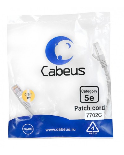 Патч-корд FTP, категория 5e, 0.3 м, экранированный, серый Cabeus PC-FTP-RJ45-Cat.5e-0.3m в Рубцовске Патчкорды (медные) Pintop.ru