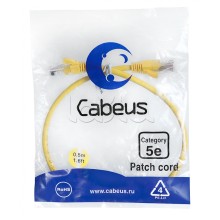 Патч-корд медный U/UTP кат.5е (0,5м) LSZH (желтый) Cabeus (PC-UTP-RJ45-Cat.5e-0.5m-YL-LSZH)