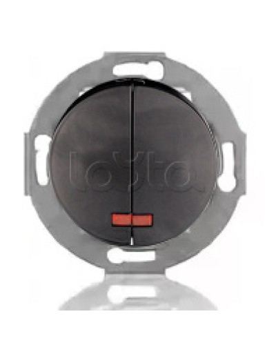 Выключатель двухклавишный Экопласт (схема 5L) с индикатором 10 A, 250 B (черный ) Vintage в Рубцовске Розетки компьютерные и телефонные Pintop.ru