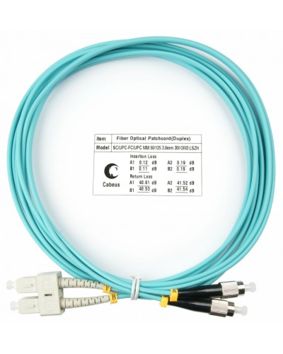 Шнур оптический duplex SC-FC 50/125 mm OM3 3м LSZH Cabeus FOP-50-SC-FC-3m в Рубцовске Патч-корды и пигтейлы Pintop.ru