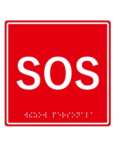 Табличка тактильная с пиктограммой SOS (150x150мм) (красный фон) Hostcall MP-010R1 в Рубцовске Дополнительное оборудование для ОПС Pintop.ru