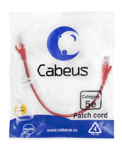 Патч-корд медный U/UTP кат.5е (0,3м) LSZH (красный) Cabeus (PC-UTP-RJ45-Cat.5e-0.3m-RD-LSZH) в Рубцовске Патчкорды (медные) Pintop.ru