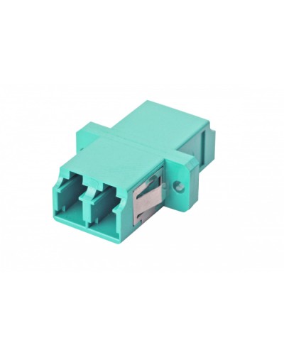 Оптический адаптер OM3, дуплекс LC, с фланцами, бирюзовый Eurolan (36A-30-2L-02AQ) в Рубцовске Проходные адаптеры и розетки оптические Pintop.ru