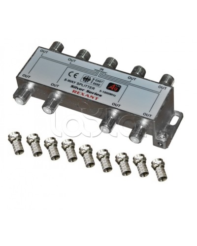 Делитель телевизионный ТВx8 + 9 шт. F BOX 5-1000 МГц Silver (5шт/уп) REXANT 05-6105 в Рубцовске Системы видеонаблюдения Pintop.ru
