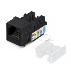 Вставка Keystone Jack RJ-45, категория 6, заделка тип 110, черная, со стяжкой Cabeus KJ-RJ45-Cat.6-90-SW-BK