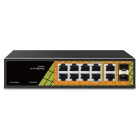 Коммутатор 8x1000Мбит/с PoE порта +2 порта 1000Мбит/с Uplink + 2 порта SFP Tantos TSn-8FP12F2S2