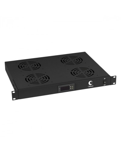 Панель вентиляционная с 4 вентиляторами с цифровым термодатчиком (черный) Cabeus JG03t-BK в Рубцовске Вентиляторные модули Pintop.ru