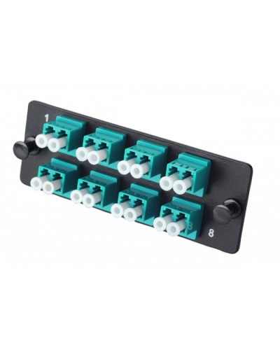 Комплект планка Q-SLOT с 8 адаптерами дуплекс LC OM3, монтажные шнуры, КДЗС Eurolan (38M-30-2L-08BL) в Рубцовске Кроссы оптические Pintop.ru