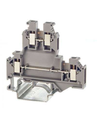 Клемма двухуровневая, винтовой зажим, 4 точки подключения, 2.5 кв.мм, серая DKC (KRUKB-3) в Рубцовске Клеммные колодки Pintop.ru