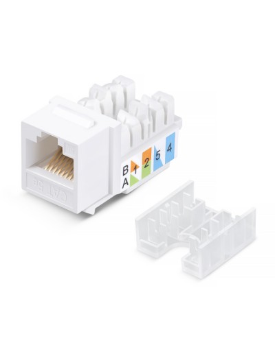 Вставка Keystone Jack RJ-45, категория 5e, заделка 110 тип, белая, со стяжкой Cabeus KJ-RJ45-Cat.5e-90-SW в Рубцовске Модули Keystone Pintop.ru