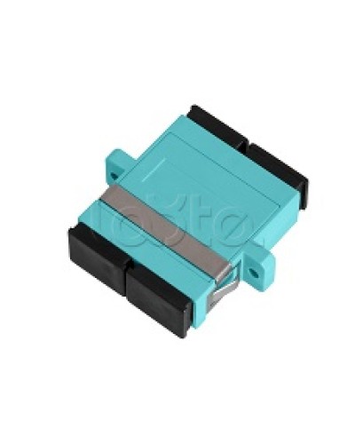 Адаптер NIKOMAX волоконно-оптический, соединительный, многомодовый, стандарта OM3, SC/UPC-SC/UPC, двойной, пластиковый, без шторки, с фланцами, аква, уп-ка 2шт. NIKOMAX (NMF-OA2M3-FN-SCU-SCU-AQ-2) в Рубцовске Проходные адаптеры и розетки оптические Pint