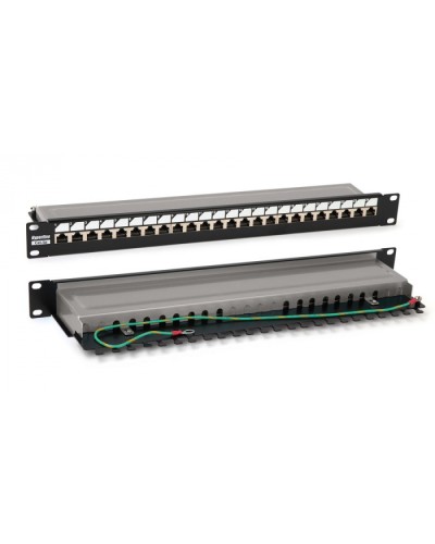 Патч-панель 19, 1U, 24 порта RJ-45 полн. экран., категория 6, Dual IDC, цвет черный Hyperline PP3-19-24-8P8C-C6-SH-110D в Рубцовске Патч панель Pintop.ru