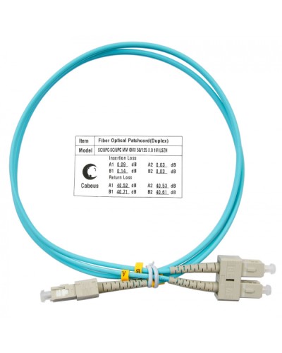 Шнур оптический duplex SC-SC 50/125 MM OM3 1 м LSZH Cabeus FOP-50-SC-SC-1M в Рубцовске Патч-корды оптические Pintop.ru