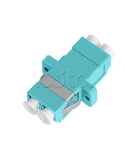 Адаптер NIKOMAX волоконно-оптический, соединительный, многомодовый, стандарта OM3, LC/UPC-LC/UPC, двойной, пластиковый, без шторки, с фланцами, аква, уп-ка 2шт. NIKOMAX (NMF-OA2M3-FN-LCU-LCU-AQ-2) в Рубцовске Проходные адаптеры и розетки оптические Pint