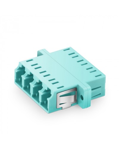 Оптический адаптер OM3, квадро LC, с фланцами, бирюзовый Eurolan (36A-30-4L-02AQ) в Рубцовске Проходные адаптеры и розетки оптические Pintop.ru