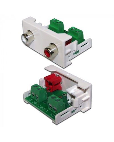 Вставка Mosaic 22.5x45 2xRCA Stereo Audio, белая LANMASTER (LAN-WA-LP-2RCA-WH) в Рубцовске Коннекторы и разъемы Pintop.ru