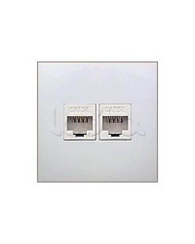 Накладка с суппортом розетки компьютерной и телефонной на 2 входа БЕЗ разъема LK60 Экопласт (866204-0) в Рубцовске Аксессуары для кабель-канала Pintop.ru