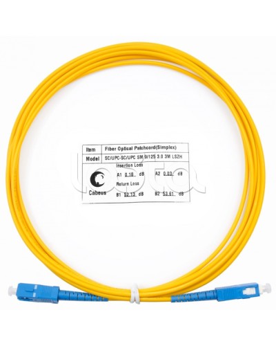 Патч-корд волоконно-оптический (шнур) SM 9/125 simplex SC-SC LSZH (3м) Cabeus FOP(s)-9-SC-SC-3m в Рубцовске Патч-корды оптические Pintop.ru